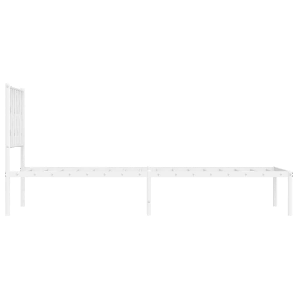 vidaXL Bedframe met hoofdbord metaal wit 100x190 cm, eenpersoonsbed, slaapkamer meubel, ledikant, bed, bedombouw, metalen bedframe, logeerbed