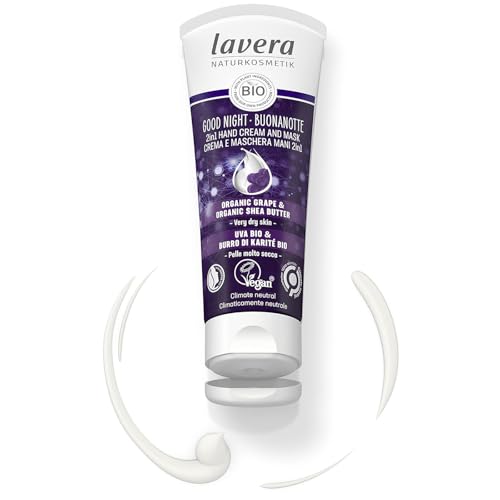 lavera Good Night 2in1 Hand Cream and Mask - natural cosmetics - vegan - certified - grape & shea butter - 2.5 Fl Oz