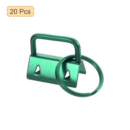 uxcell 20Pcs 25mm/ 1-inch Key Fob Hardware with Keychain Ring for Bag Webbing Wristlets Lanyards, Green - Image 3