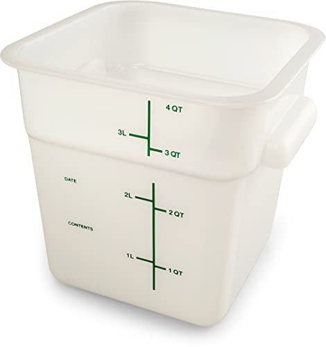 Image of Carlisle FoodService Products Squares Square Food Storage Container with Stackable Design for Catering, Buffets, Restaurants, Plastic, 4 Quarts, White