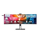 PHILIPS ウルトラワイドディスプレイ(44.5インチ(32:9)曲面, VA, 5120×1440@75Hz, 4ms, HDMI2.0 x2, DP1.4x1, USBハブ(DP Alt mode, PD100W), USBポートx4, Webcamカメラ/マイク, 昇降/縦横回転, KVM スイッチ, DisplayHDR 400, リモコン付き) 45B1U6900CH/11