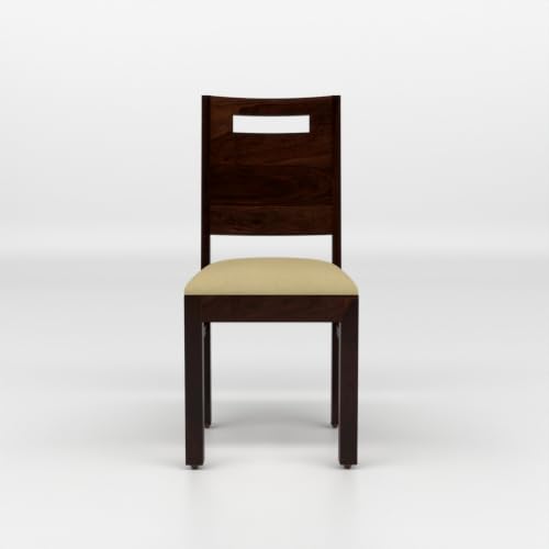Image of Solid Sheesham Wood Dining Chair Set of 4 | Premium Wooden Dining Chairs with Cushioned Seat | Modern Horizontal Slatted Backrest | Heavy Duty Dining Table Chairs