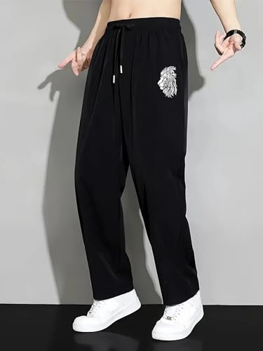 Image of Samfor Track Pant for Men | Loose Fit Super Stretchable Track Pant for Man with Bold Lion Design | Stylish Lower for Men