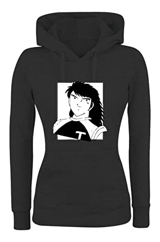  Felpa con Cappuccio Donna & BAMBIN - Mark LENDERS Captain Tsubasa - Super vestibilità Top qualità (7-8 Anni, Nera)