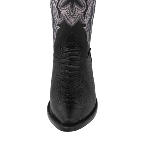 Texas Legacy Mens Black Western Cowboy Boots Ostrich Leg Print Leather J Toe4