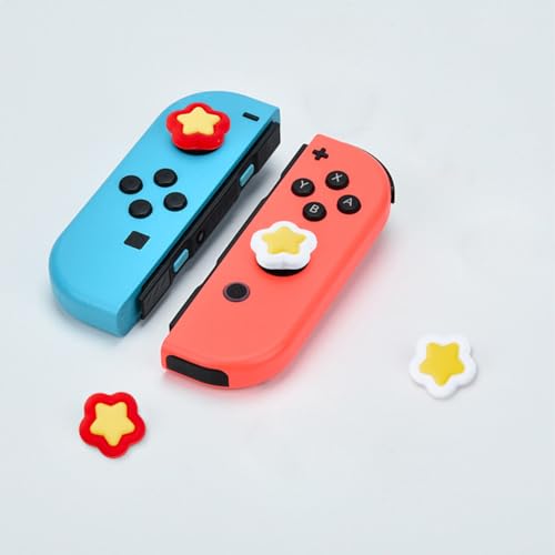 Image of GORGECRAFT 4PCS 2 Colors Star Thumb Grips Cute Silicone Joystick Caps Analog Joy Con Stick Protective Button Cover Compatible with Switch OLED Lite Console Accessories for Gamepad NS