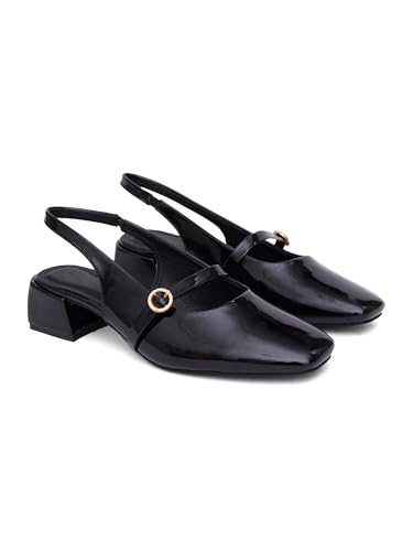 Image of TRYME Women's Mary Jane Block Heel Sandals | Elegant Cross Strap Slingback Heels for Women & Girls