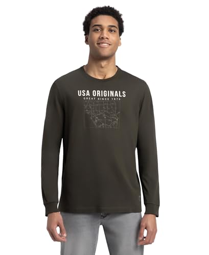 Image of Jockey US82 Men's Super Combed Cotton Rich Graphic Printed Round Neck Full Sleeve T-Shirt Insignia Blue XL