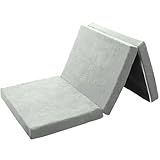 fuwawa シングル 三つ折り マットレス 【硬め190N 厚さ10cm】 高密度 シングル 敷布団 高反発マットレス 折りたたみ タオル生地 凸凹加工 消臭炭加工 防臭 体圧分散 洗えるカバー 圧縮梱包 97x195 グレー