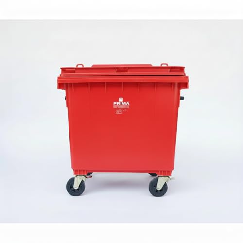 Image of Prima Big Plastic Wheeled Dustbin with Lid 660 Litre Red