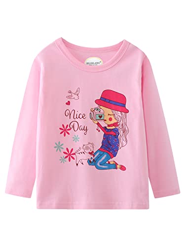 Image of Girl Long Sleeve Shirts Christams Tops Tees Cotton Casual Stripe Crewneck Graphic Jersey Tunic T-Shirts 3 Packs Sets