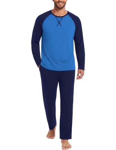 Ekouaer Mens Pajama Set Long Sleeve PJs Lightweight Sleepwear with Pockets - image 1