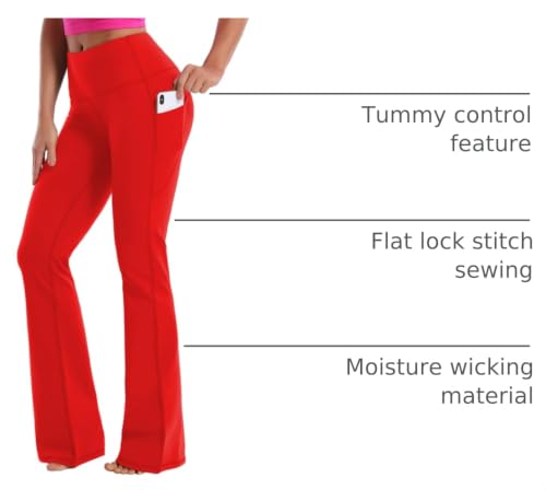 Image of BUBBLELIME Women Out Pockets High Waist Bootlegs Tummy Control Yoga Flared