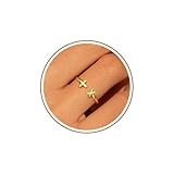 Btysun Regalos de graduación de clase de 2026, anillo de oro con inicial, regalos cristianos para mujeres, letra A-Z, adolescentes, anillo con inicial de cruz para hija, mamá, nieta, Metal, Sin piedra
