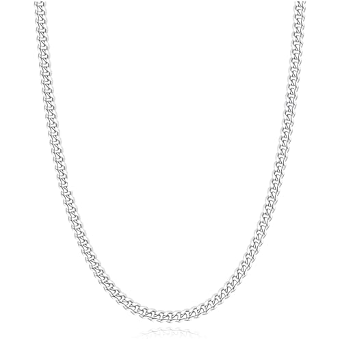 Rajputana Silber Kette Halskette für Männer 3mm Kubanische Verbindung Ketten für Herren Junge Silber Männer Kette Halsketten Robuste Kandare Chains Schmuck Geschenke 28 Zoll