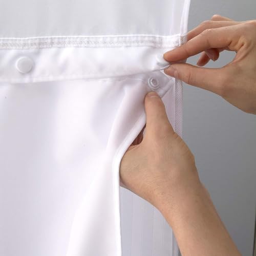 Hookless It's A Snap! Polyester Fabric Snap-In Replacement Shower Curtain Liner for Hookless Curtain with Sheer Window, 70