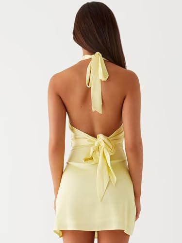 Bedlover Satin Homecoming Dresses for Teens 2025 Short Halter Prom Cocktail Party Gowns with Bow2