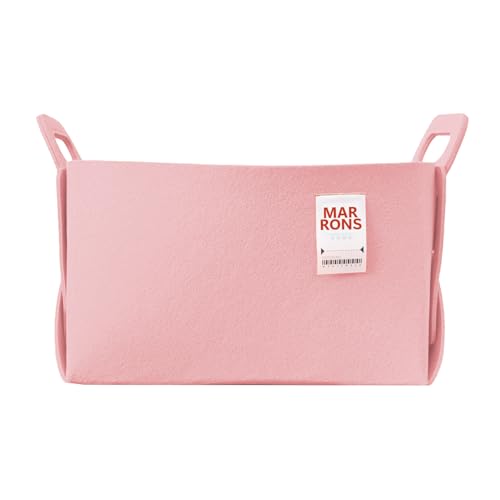 MARRONS マロンズ 折りたたみ式フェルト収納ボックス – 耐久性とおしゃれな家庭・オフィス・クローゼット・おもちゃ用整理バスケット (BABYPINK, L)の画像