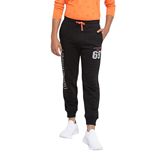 Image of Li'l Tomatoes Boys Drawstring Regular Fit Printed Cotton Trackpant Black