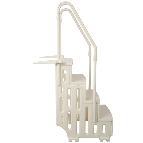 Escalera para Piscina 4 Pasos con Barandales Blanca miniatura 7