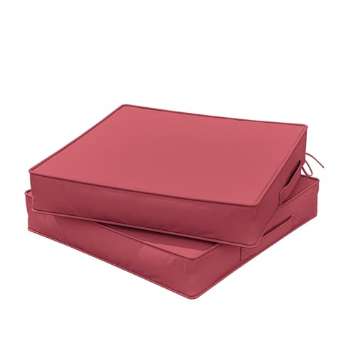 Snubbull Outdoor Chair Cushions 22 X 22 X 4 Inch Patio Furniture Cushions Waterproof & Fade Resistant Outdoor Cushions for Patio Furniture with Handle & Adjustable Straps Set of 2
