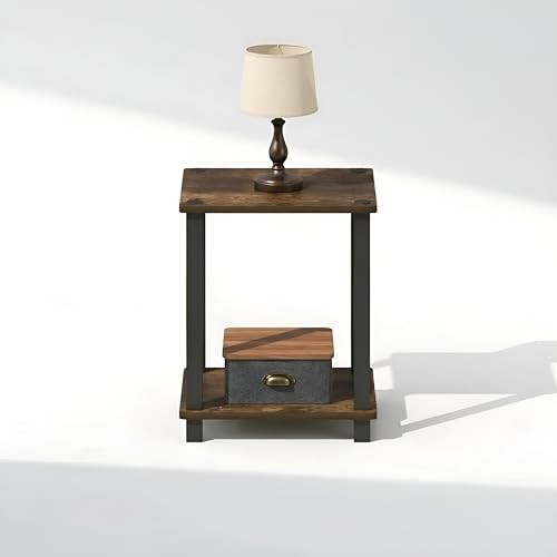 Image of OXMIC 2-Tier Coffee Table with Storage Shelf, Industrial Style, 30x30x40 cm