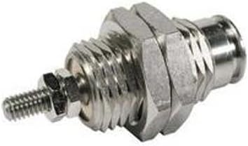 SMC CJPB10-10 Nickel Plated Brass Pin Air Cylinder with Unthreaded Rod, Compact, Single Acting, Panel Mounting, Not Switch Ready, No Cushion, 10 mm Bore OD, 10 mm Stroke, 5 mm Rod OD, Push-to-connect Fitting