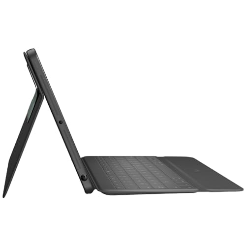 Logitech Rugged Folio für iPad (7., 8. und 9. Generation) – Schutzcase mit Smart Connector und strapazierfähiger, spritzwassergeschützter Tastatur, Deutsches QWERTZ-Layout - Schwarz
