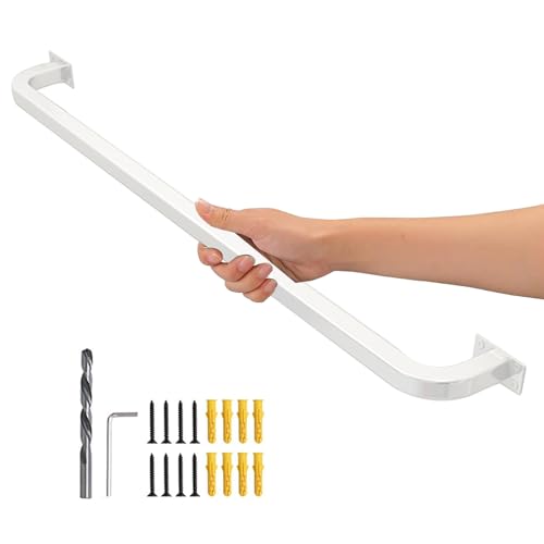 Rampe d'escalier blanche en kit avec support mural carré pour sécurité intérieure - 2