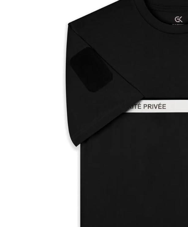Tee Shirt 210g Inscriptions et Bande Sécurité Privée Noir - Safetek by GK