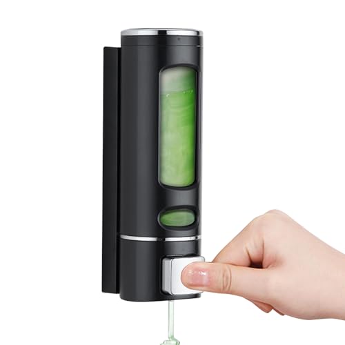 Wall Mounted Soap Dispenser, 400ml Refillable Shower Gel & Shampoo Dispenser, ABS Plastic Bathroom & Kitchen Organizer with Transparent Window, Easy Installation & Leakproof Design