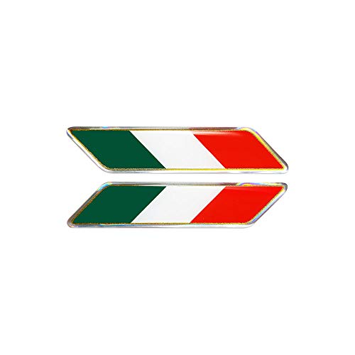 4R Quattroerre.it 482A Stickers 3D Bandera Italia Inclinada HQ, Juego de 2, 16 x 80 mm, Tricolor