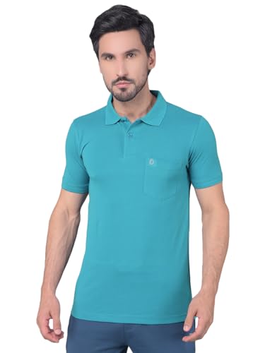 Image of Dollar Men's Pack of 1 Solid Cotton Blend Polo Neck T-Shirt