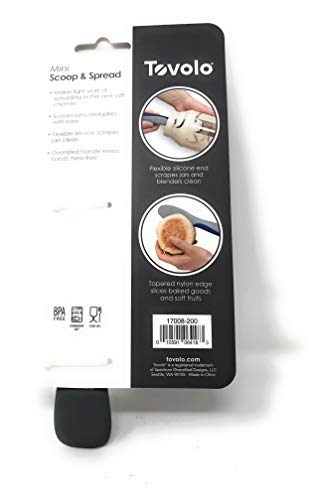 Image of Tovolo Mini Scoop and Spread Tool for Kitchen Meal Prep Small Sandwich Spreader Spatula for Peanut Butter Jelly, Silicone BPA Free Dishwasher Safe Scooper Spreader, Charcoal and Oyster Gray