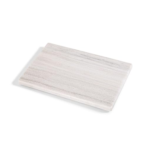 Planche à Découper en Marbre Blanc 30 x 20 cm – Petit Plateau Élégant pour Fromage, Sushi et Apéritif – Pierre Naturelle Design Italien – Kalu...