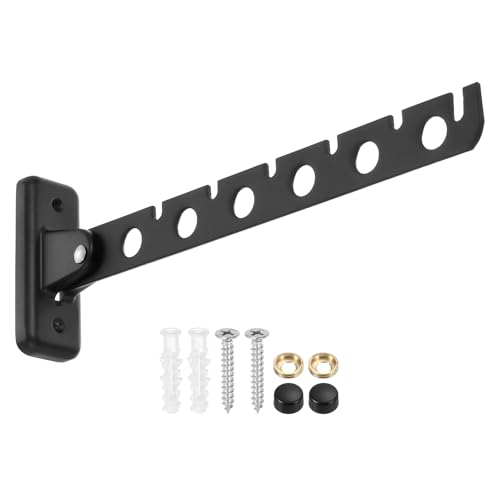 uxcell 1 colgador de ropa de pared de 9.65 x 1.3 pulgadas, estante de secado de ropa plegable, colgador de lavandería, perchero para dormitorio, baño, armario, color negro
