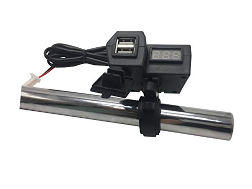 SunPower Waterproof Motorcycle USB Charger Adapter with Voltmeter Power Switch 5V/3.1A Smart Charging Power Port Socket for 7/8 and 1” Motorcycle ATV Handlebar Mounting