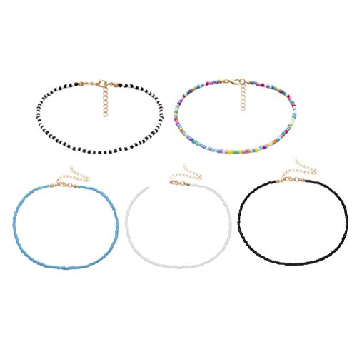 Collier de perles de graines boho H3TF5J chaîne ras de cou tendance ethnique - 5