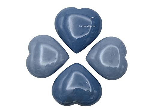 Image of Crystal Heaven Certified Angelite Heart Palm Pebbles Stones For Anxiety Stress Relief Massage - Aaa Grade Original Healing Gemstone Agate Heart Palm Stone For Yoga Meditation Spiritual