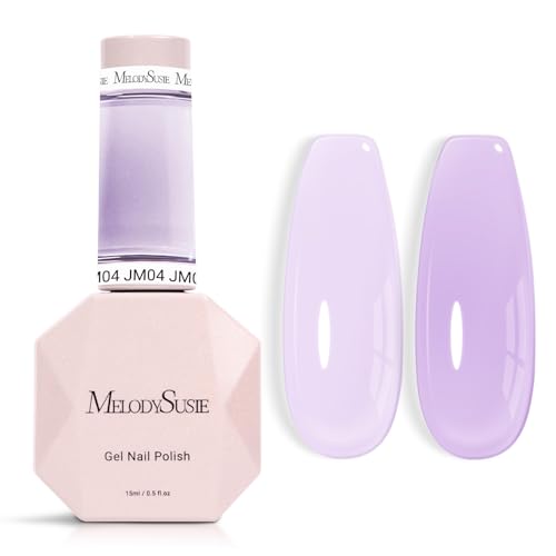Image of MelodySusie Jeweliver Gel Nail Polish, 0.5Fl Oz Lavender Puprle Jelly Gel Polish Sheer Translucent Nude Soak Off UV LED Light Cure Spring Summer Colors Nail Art Manicure Nail Art DIY at Home JM04