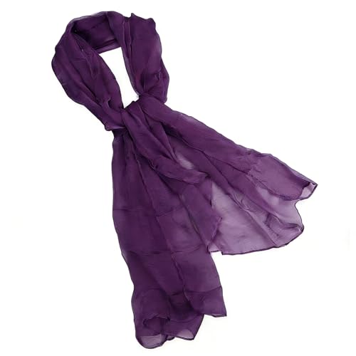 InfiniZer Chiffon Scarf for Women 70x170cm Large Plain Headscarf Soft Sheer Head Wrap for Hair Elegant Hijab Shawl for Wedding & Party (Purple)