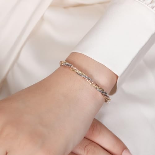 925 Silver Playful Twist TripleTone Rope Chain Bracelet