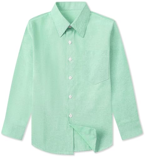 SANGTREE Men's & Boys 100% Cotton Oxford Shirt Regular Fit Button Down Collar Shirts Long Sleeve Formal Shirts with Pocket