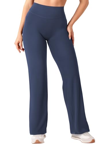 Image of YEOREO Ease Workout Leggings with Pockets for Women No Front Seam Straight Leggings High Waist Wide Leg Yoga Pants 29 inch / 31.5 inch