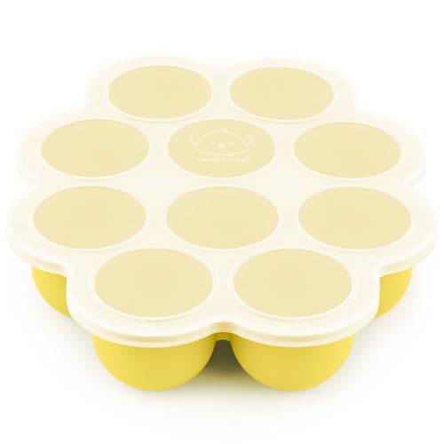 Image of KeaBabies Silicone Food Freezer Trays with Lid, 2oz x 10 Pods Baby Food Storage Containers, Easy Puree Meal Prep, Breast Milk Silicone Freezer Molds, Dishwasher, Microwave Safe, BPA-Free (Sunshine)