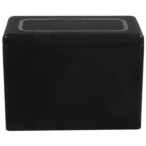 Cubo de basura para coche Vaguelly de piel sintética premium con tapa negra para despacho y hogar