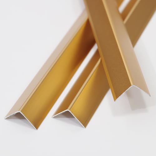 Image of Coengwui Aluminum Corner Guards, Peel and Stick L-Shaped Molding Trim for Wall Table Door Frame Protection and Decoration (Matte Gold, 3Pcs x 2.9ft x 0.8in)