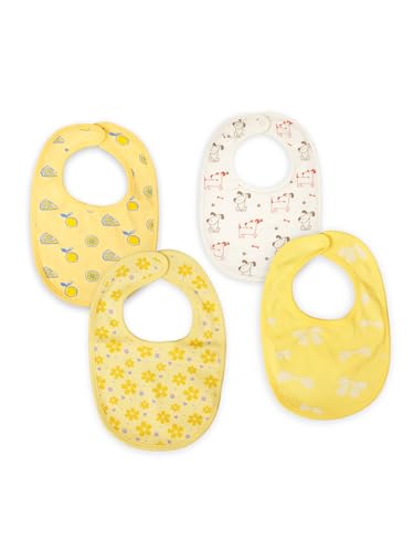 Image of Kidbea Organic Cotton Baby Bib, Adjustable Snap Closure Soft Absorbent Feeding Bibs Apron for Newborns & Infants Child With Cute Prints | Reusable Baby Essential