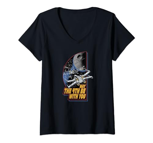 T-shirt Star Wars col V v-neck vintage space battle pour fan de pop culture