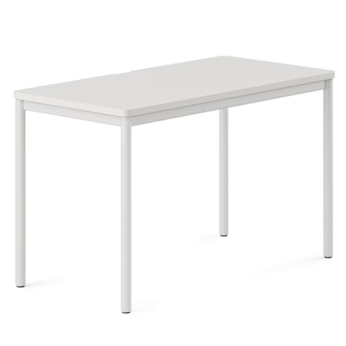 Image of Branch Daily Desk, Functional at Home Office Desk with Effortless Assembly | Timeless Design, Rounded Corners, and Built-in Cable Notch, 48 inch W x 28.5 inch H x 24 inch D, White Work Table
